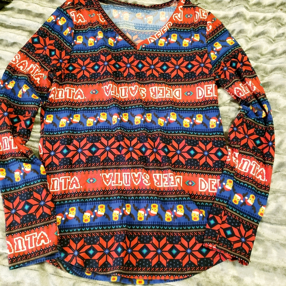 Deer Santa Long Sleeve Tee